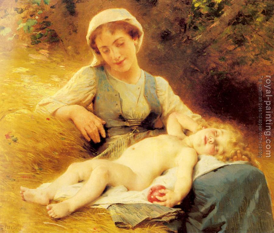 Leon Bazile Perrault : A Mother with her Sleeping Child